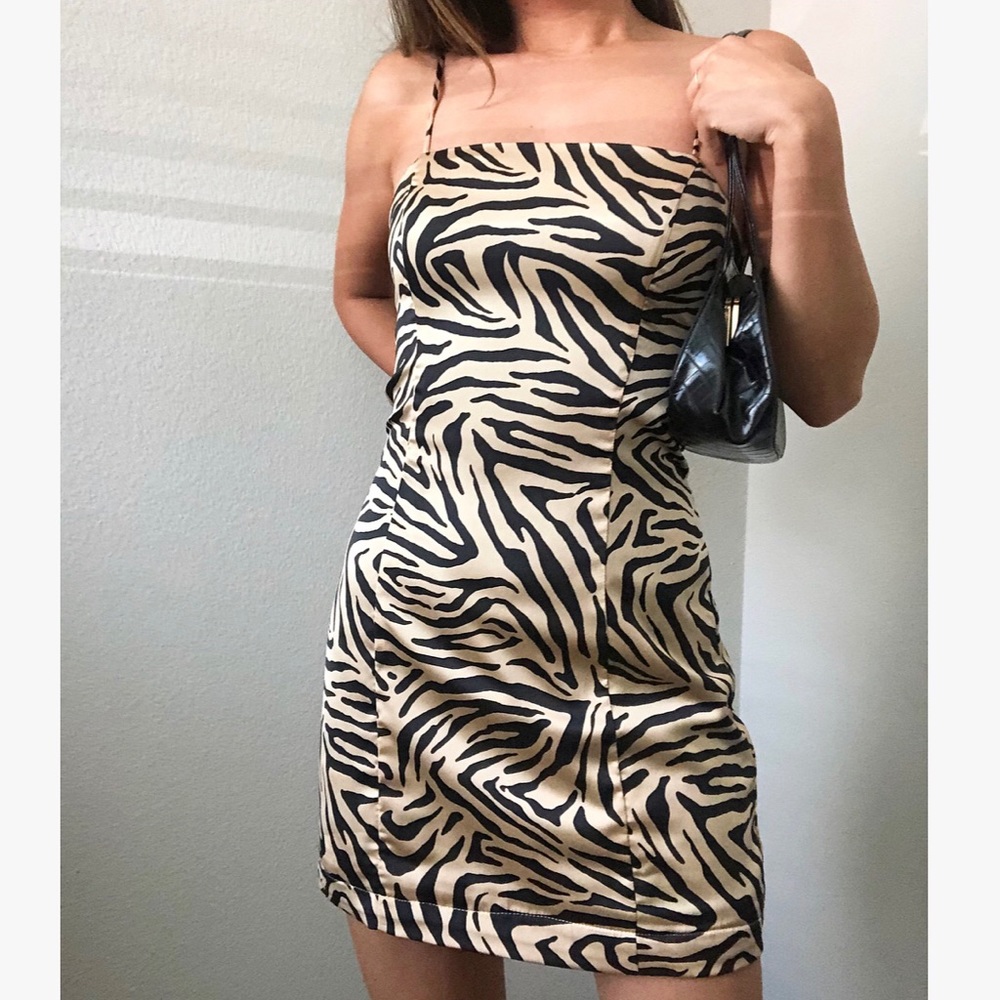 Zebra print satin dress